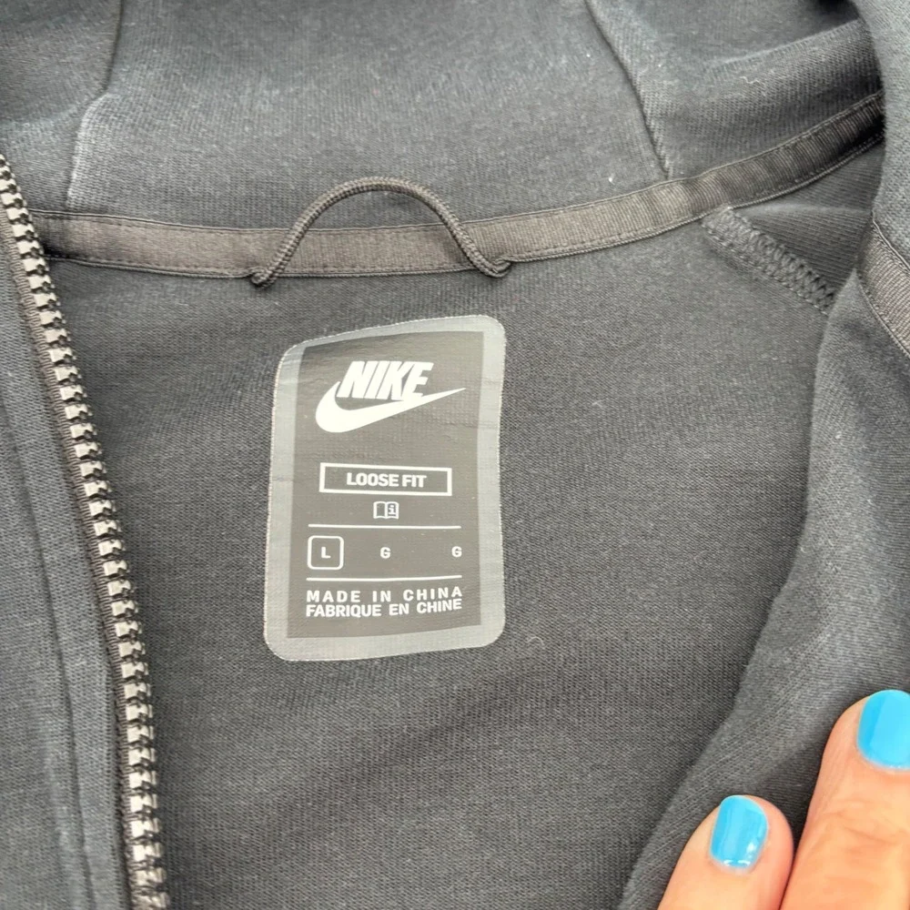 Nike Tech Fleece Hoodie Kids Large Black‎ Excellent Loose Fit Full Zip Jacket